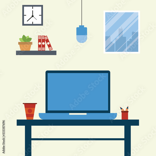 Wallpaper Mural modern office interior with designer desktop showing design application Torontodigital.ca