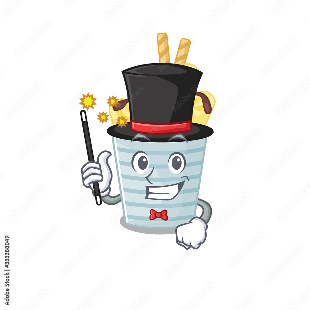 Obraz premium Charming ice cream banana rolls cartoon design performance as a Magician style
