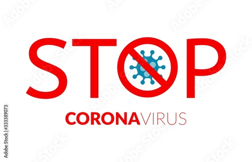 Stop sign with virus inside. Corovavirus pandemia warning concept. Vector covid-19 stoppage poster. Corona virus