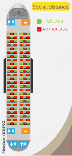 social distance on  Air plane transportation seat map