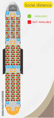 social distance on  Air plane transportation seat map