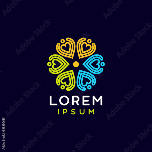 Abstract People Community Group Logo. Colorful logo design template with love shape