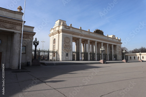 Photography The square in front of the main gate of Moscow Gorky Park is empty