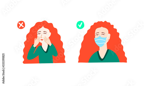 avoid touching face and medical mask coronavirus quarantine motivational poster