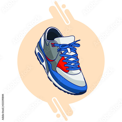 blue red white sneakers vector easy editable