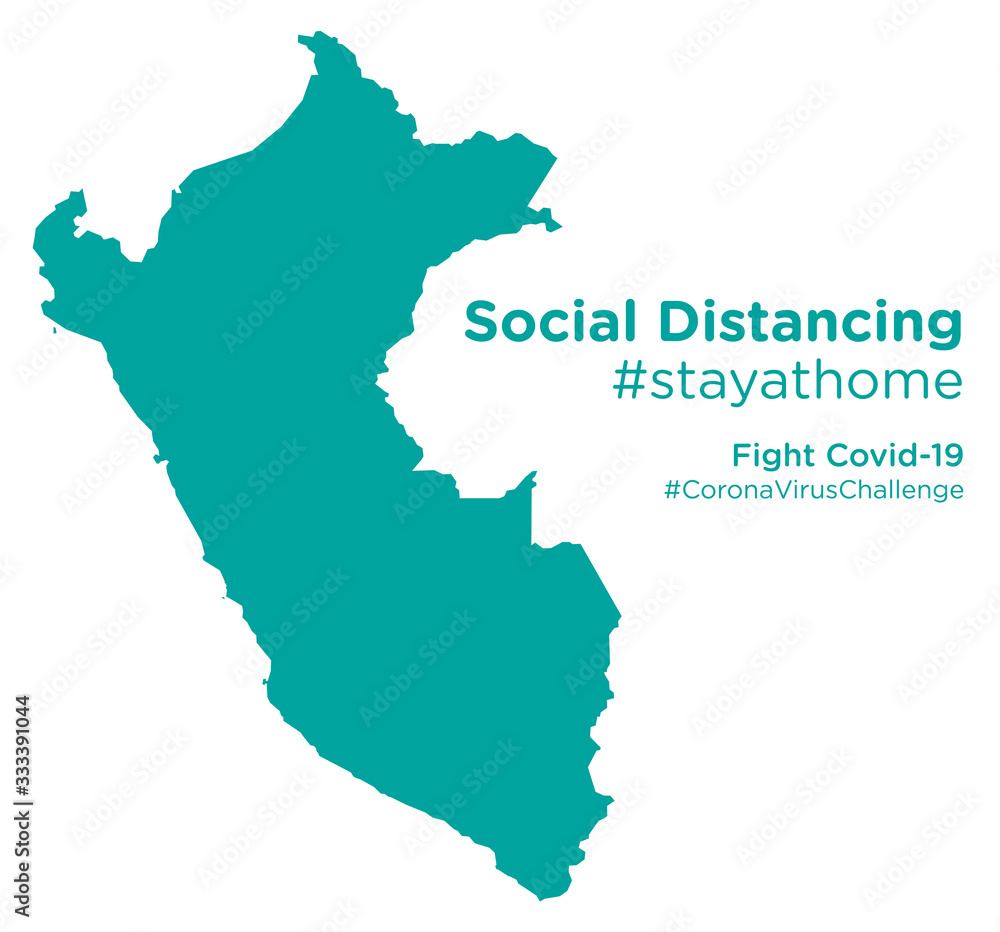 Peru map with Social Distancing stayathome tag