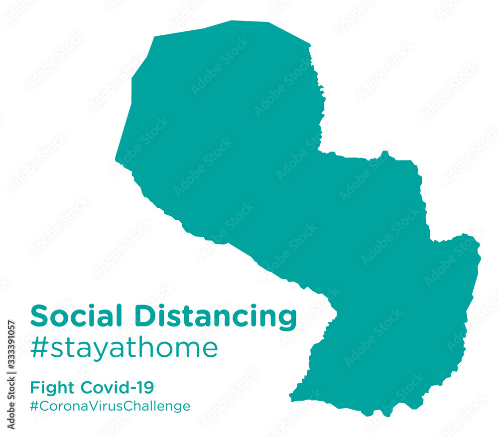 Paraguay map with Social Distancing stayathome tag