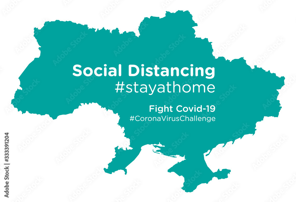 Ukraine map with Social Distancing stayathome tag