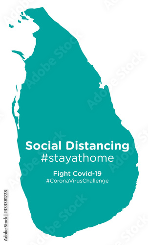 Sri Lanka map with Social Distancing stayathome tag