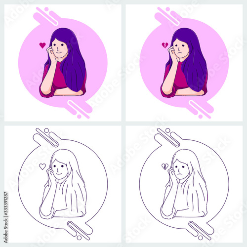 woman Smile And Sad Expressions vector easy editable