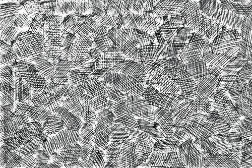 Grunge texture of a carelessly hand-shaded sheet with an ink pen. Hatching, similar to the pattern of patches, in different directions. Drawing by hand. Vector illustration. Overlay template.