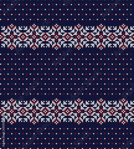 Minter seamless knitted pattern snowflakes photo