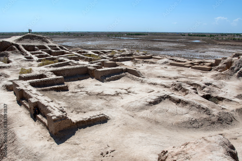 Toprak-Kala fortress (ancient Capital of Khorezm, one of the most popular touristic attraction in the country). Karakalpakstan, Uzbekistan, Central Asia. Toprak-Kala fortress (ancient Capital of Khorezm, one of the most popular touristic attraction in the country). Karakalpakstan, Uzbekistan, Central Asia.