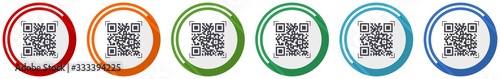 Qr code icon set, shopping flat design vector illustration in 6 colors options for webdesign and mobile applications