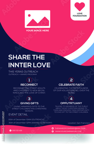 Event and Charity Foundation flyer with sweet and attractive color that is also suitable for Christmas and Valentines Day