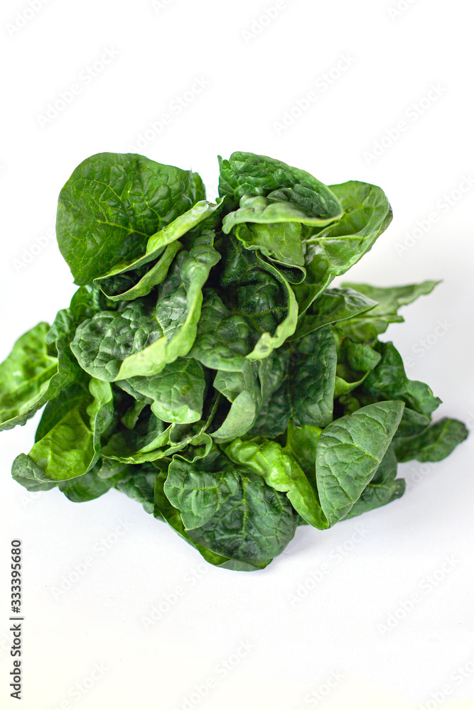 Spinach pattern background on white. Top view Spinach pattern background on white. Top view