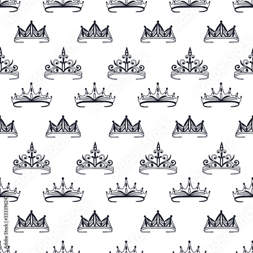 Seamless pattern of tiaras, crowns. Vector stock illustration eps 10. 