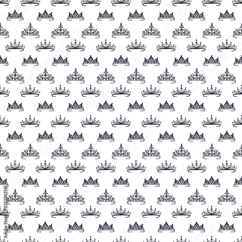 Seamless pattern of tiaras  crowns. Vector stock illustration eps 10. 