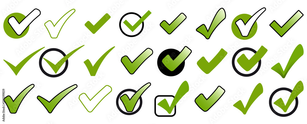 collection green check marks collection green check marks