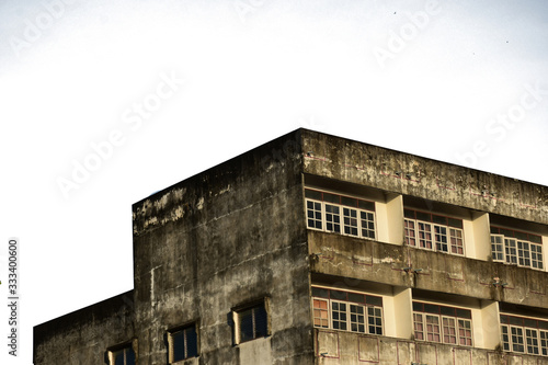 old buildings with Black stain isolated on white background © DNM