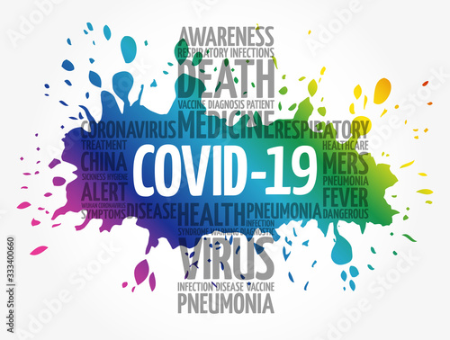 Coronavirus Covid-19 cross word cloud, medical concept background