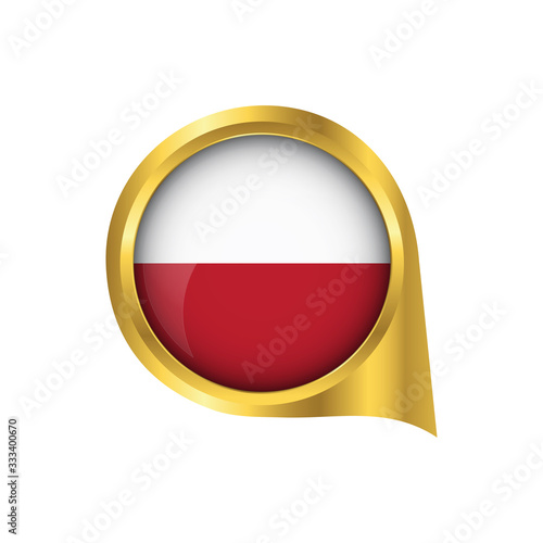 Free Download Flag of Poland, location map pin, pointer flag Poland, button gold, Icon country . Vector Illustration EPS10. - GFXLoad