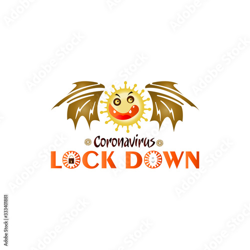 Illustrations concept Novel Coronavirus COVID-19, 2019-nCov Lockdown. Virus from Wuhan China Virus infections prevention logo and symbol. Lockdown to prevent spreading virus.
