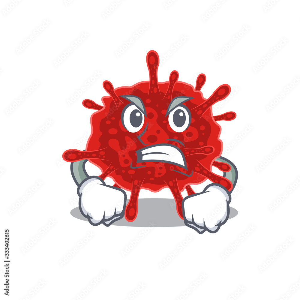 buldecovirus cartoon character design with angry face