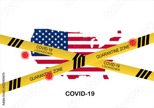 Concept of lockdown United States of America from covid-19