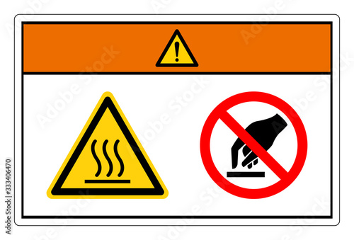 Warning Hot Surface Do Not Touch Symbol Sign, Vector Illustration, Isolate On White Background Label. EPS10