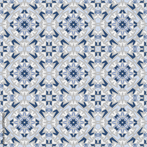 Creative color abstract geometric pattern in blue, vector seamless, can be used for printing onto fabric, interior, design, textile © God Soul