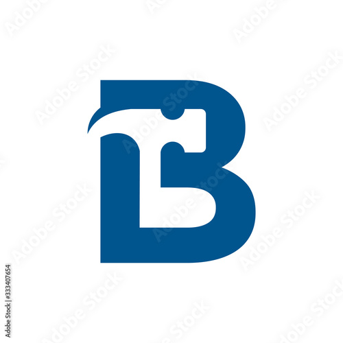 Letter B Hammer Logo Design. Renovation and Construction Vector Graphic.