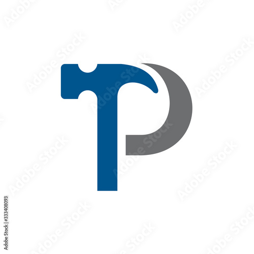 Letter P Hammer Building Services, Repair, Renovation and Construction Logo Design 