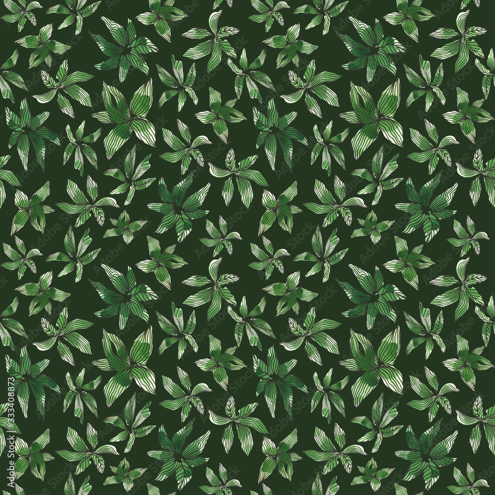Seamless watercolor pattern with green succulents on dark background. Abstract desert plants, cactus with lines, doodles. Hand painted, textile surface for fabric print, stationery and gift paper wrap Seamless watercolor pattern with green succulents on dark background. Abstract desert plants, cactus with lines, doodles. Hand painted, textile surface for fabric print, stationery and gift paper wrap