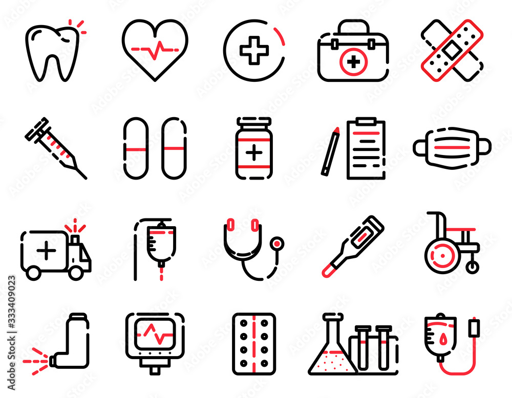 medical outline icons collection isolated on white background. Vector illustration medical outline icons collection isolated on white background. Vector illustration