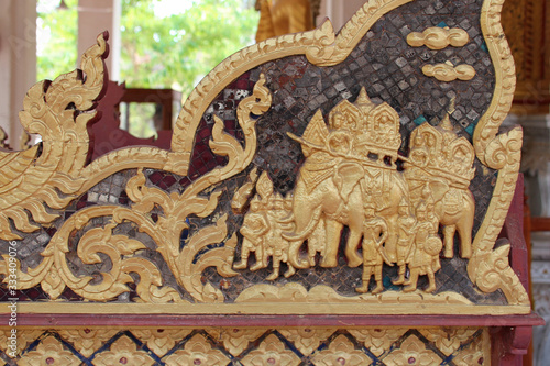 throne in a buddhist temple on khong island (laos)