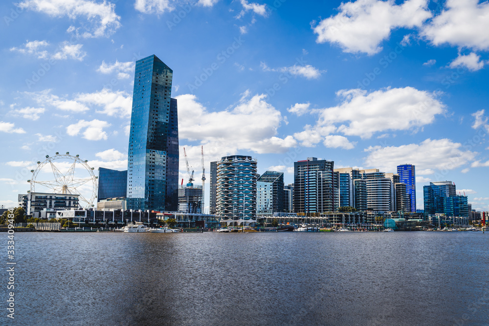 Skyline Melbourne CBD Docklands Blue Sky