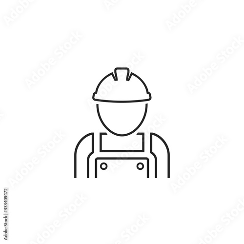 Construction worker vector line icon in flat