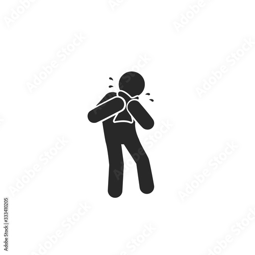 Man Coughing icon. Covid 19. Attention coronavirus. Medical concept. Caution virus. vector illustration