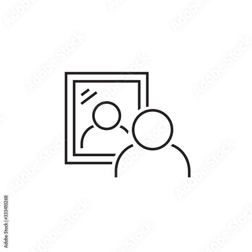 Man standing in front of a mirror. Vector