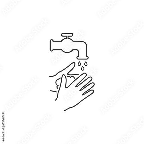 Please wash your hands icon line sign. Vector illustration