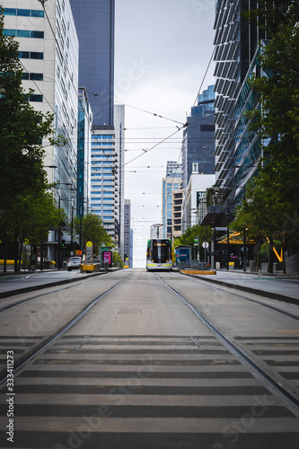 Tram Tracks in Melbourne City CBD Urban Dark moody