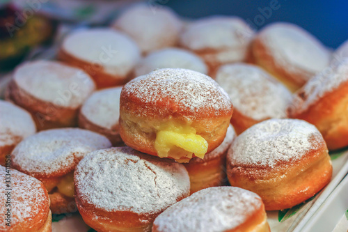 Bombolone, krapfen with custard photo