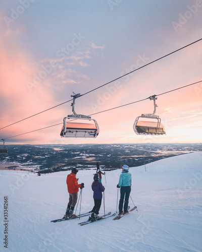 Photography Ski lift at Norwegian ski resort Norefjell