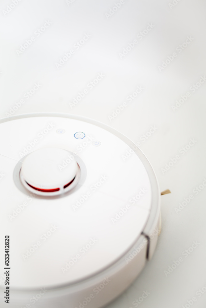 white robot cleaner on a white background white robot cleaner on a white background