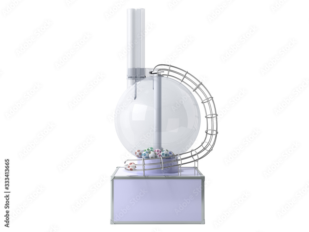 Lottery machine with lottery balls inside Lotto bingo game luck concept 3d illustration on white no shadow