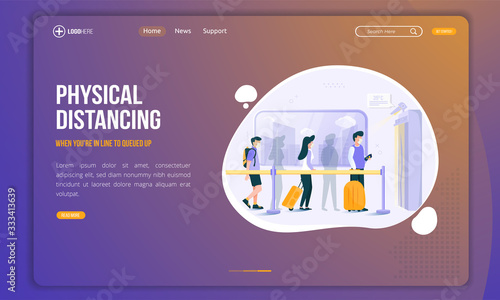 Physical distancing illustration when queue up on public area