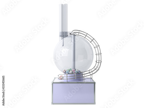 Obraz na płótnie Lottery machine with lottery balls inside Lotto bingo game luck concept 3d illustration on white no shadow w salonie