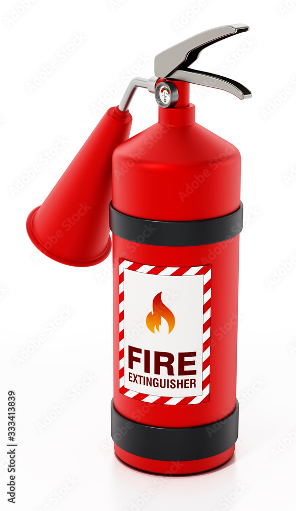 Fire extinguisher isolated on white background. 3D illustration Fire extinguisher isolated on white background. 3D illustration