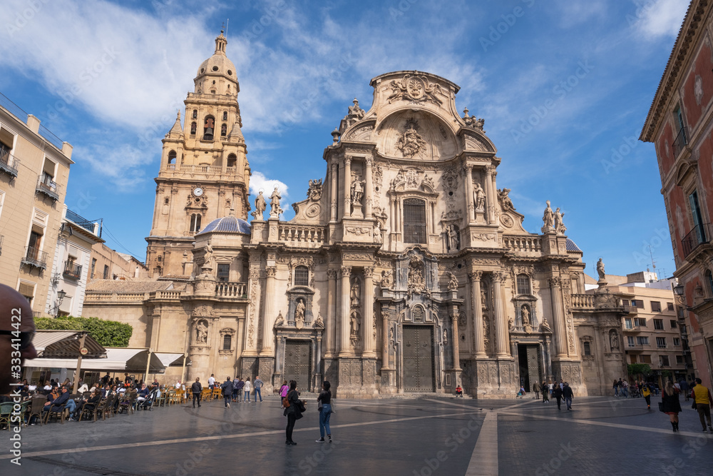 Murcia Cathedral in the square of Cardinal Belluga